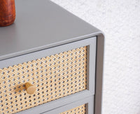 Boston Solid Wood Rattan Cane Tall Chest of Drawer Five Drawer - Chest of Drawer - Furniselan Cool-Grey