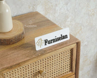 Boston Solid Wood Rattan Cane Tall Chest of Drawer Five Drawer Furniselan Natural Finish