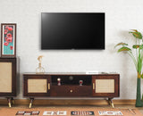 Boston Solid Wood Rattan Cane Tv Cabinet Furniselan Grey-Finish