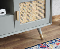Boston Solid Wood Rattan Cane Tv Cabinet Furniselan Cool-Grey