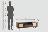 Boston Solid Wood Rattan Cane Tv Cabinet Furniselan Grey-Finish