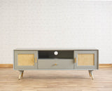 Boston Solid Wood Rattan Cane Tv Cabinet Furniselan Cool-Grey