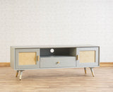 Boston Solid Wood Rattan Cane Tv Cabinet Furniselan Cool-Grey