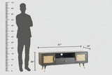 Boston Solid Wood Rattan Cane Tv Cabinet Furniselan Slate-Grey