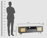 Boston Solid Wood Rattan Cane Tv Cabinet Furniselan Slate-Grey
