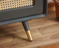 Boston Solid Wood Rattan Cane Tv Cabinet Furniselan Slate-Grey