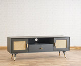 Boston Solid Wood Rattan Cane Tv Cabinet Furniselan Slate-Grey