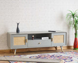 Boston Solid Wood Rattan Cane Tv Cabinet Furniselan Cool-Grey