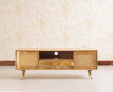 Boston Solid Wood Rattan Cane Tv Cabinet - Tv Cabinet - Furniselan Natural-Finish