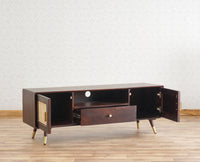 Boston Solid Wood Rattan Cane Tv Cabinet Furniselan Grey-Finish