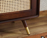 Boston Solid Wood Rattan Cane Tv Cabinet Furniselan Grey-Finish