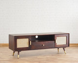 Boston Solid Wood Rattan Cane Tv Cabinet Furniselan Grey-Finish