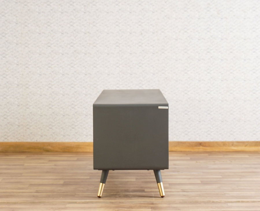 Boston Solid Wood Rattan Cane Tv Cabinet Furniselan Slate-Grey