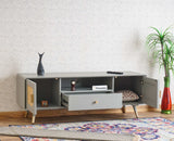 Boston Solid Wood Rattan Cane Tv Cabinet Furniselan Cool-Grey