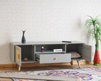 Boston Solid Wood Rattan Cane Tv Cabinet Furniselan Cool-Grey