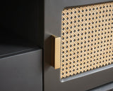 Boston Solid Wood Rattan Cane Tv Cabinet Furniselan Slate-Grey