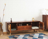 Boston Solid Wood Rattan Cane Tv Cabinet - Tv Cabinet - Furniselan Brown-Finish