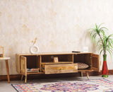Boston Solid Wood Rattan Cane Tv Cabinet - Tv Cabinet - Furniselan Natural-Finish