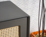 Boston Solid Wood Rattan Cane Tv Cabinet Furniselan Slate-Grey