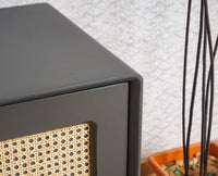 Boston Solid Wood Rattan Cane Tv Cabinet Furniselan Slate-Grey