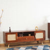 Boston Solid Wood Rattan Cane Tv Cabinet - Tv Cabinet - Furniselan Brown-Finish