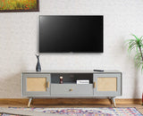 Boston Solid Wood Rattan Cane Tv Cabinet Furniselan Cool-Grey