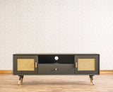 Boston Solid Wood Rattan Cane Tv Cabinet Furniselan Slate-Grey