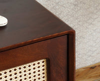 Boston Solid Wood Rattan Cane Tv Cabinet Furniselan Grey-Finish