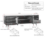 Boston Solid Wood Rattan Cane Tv Cabinet with Two Doors and Four Drawers - Tv Cabinet - Furniselan Grey-Finish