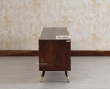 Boston Solid Wood Rattan Cane Tv Cabinet with Two Doors and Four Drawers - Tv Cabinet - Furniselan Grey-Finish