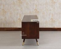 Boston Solid Wood Rattan Cane Tv Cabinet with Two Doors and Four Drawers - Tv Cabinet - Furniselan Grey-Finish