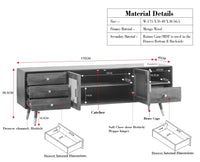Boston Solid Wood Rattan Cane Tv Cabinet with Two Doors and Four Drawers - Tv Cabinet - Furniselan Brown-Finish