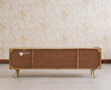 Boston Solid Wood Rattan Cane Tv Cabinet with Two Doors and Four Drawers - Tv Cabinet - Furniselan Natural-Finish