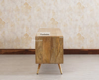 Boston Solid Wood Rattan Cane Tv Cabinet with Two Doors and Four Drawers - Tv Cabinet - Furniselan Natural-Finish