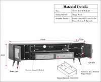Boston Solid Wood Rattan Cane Tv Cabinet with Two Doors and Two Drawers - Tv Cabinet - Furniselan