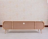 Boston Solid Wood Rattan Cane Tv Cabinet with Two Doors and Two Drawers - Tv Cabinet - Furniselan - Natural-Finish