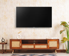 Boston Solid Wood Rattan Cane Tv Cabinet with Two Doors and Two Drawers