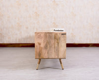 Boston Solid Wood Rattan Cane Tv Cabinet with Two Doors and Two Drawers - Tv Cabinet - Furniselan - Natural-Finish