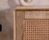 Boston Solid Wood Rattan Cane Tv Cabinet with Two Doors and Two Drawers - Tv Cabinet - Furniselan - Natural-Finish