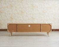 Boston Solid Wood Rattan Cane Tv Cabinet with Two Doors and Two Drawers Furniselan Natural Finish