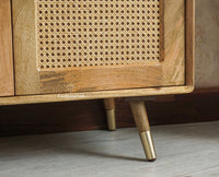Boston Solid Wood Rattan Cane Two Door Sideboard Cabinet Furniselan Natural Finish