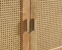 Boston Solid Wood Rattan Cane Two Door Sideboard Cabinet Furniselan Natural Finish