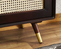 Boston Solid Wood Rattan Cane Two Door Sideboard Cabinet Furniselan Grey-Finish