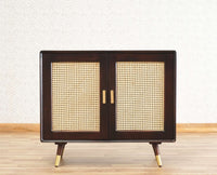 Boston Solid Wood Rattan Cane Two Door Sideboard Cabinet Furniselan Grey-Finish