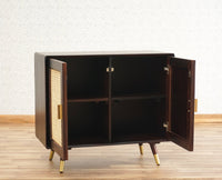 Boston Solid Wood Rattan Cane Two Door Sideboard Cabinet Furniselan Grey-Finish