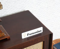 Boston Solid Wood Rattan Cane Two Door  Sideboard with three Drawers Furniselan Grey-Finish