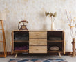 Boston Solid Wood Rattan Cane Two Door Sideboard with three Drawers - Sideboard - Furniselan Natural-Finish