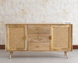 Boston Solid Wood Rattan Cane Two Door Sideboard with three Drawers - Sideboard - Furniselan Natural-Finish