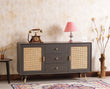 Boston Solid Wood Rattan Cane Two Door Sideboard with three Drawers - Sideboard - Furniselan Slate-Grey