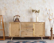 Boston Solid Wood Rattan Cane Two Door Sideboard with three Drawers - Sideboard - Furniselan Natural-Finish
